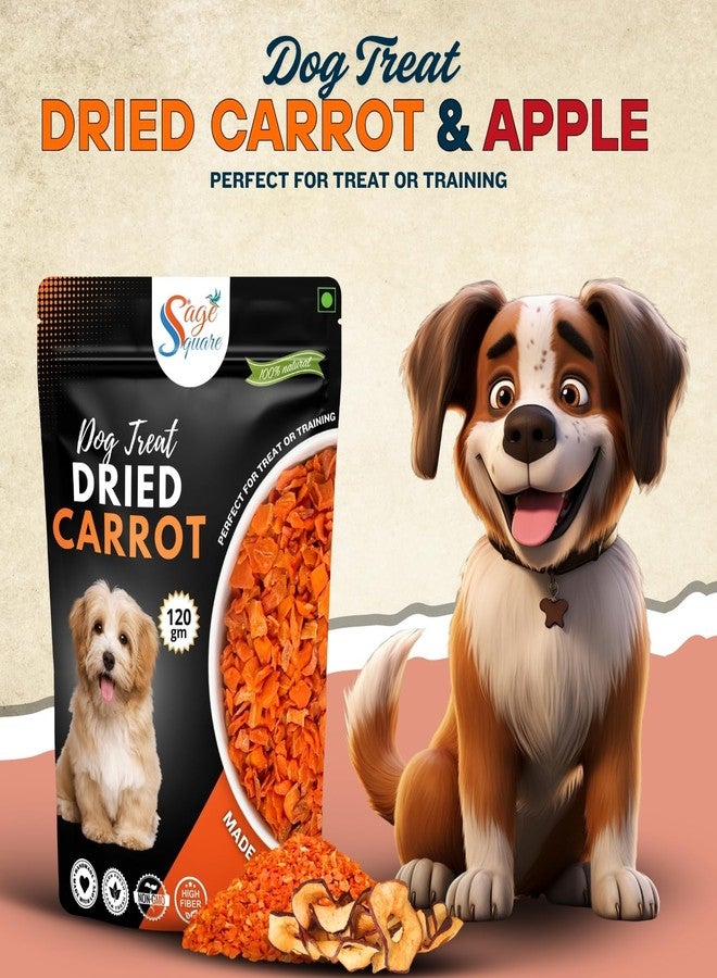 Sage Square Dog Dried Carrot & Apple Flakes Treats - Natural, Healthy & Tasty Snacks | Rich in Fiber & Vitamins | No Artificial Preservatives | Low Fat, Digestible | Ideal for Training, Chewing | 100g - Image 2